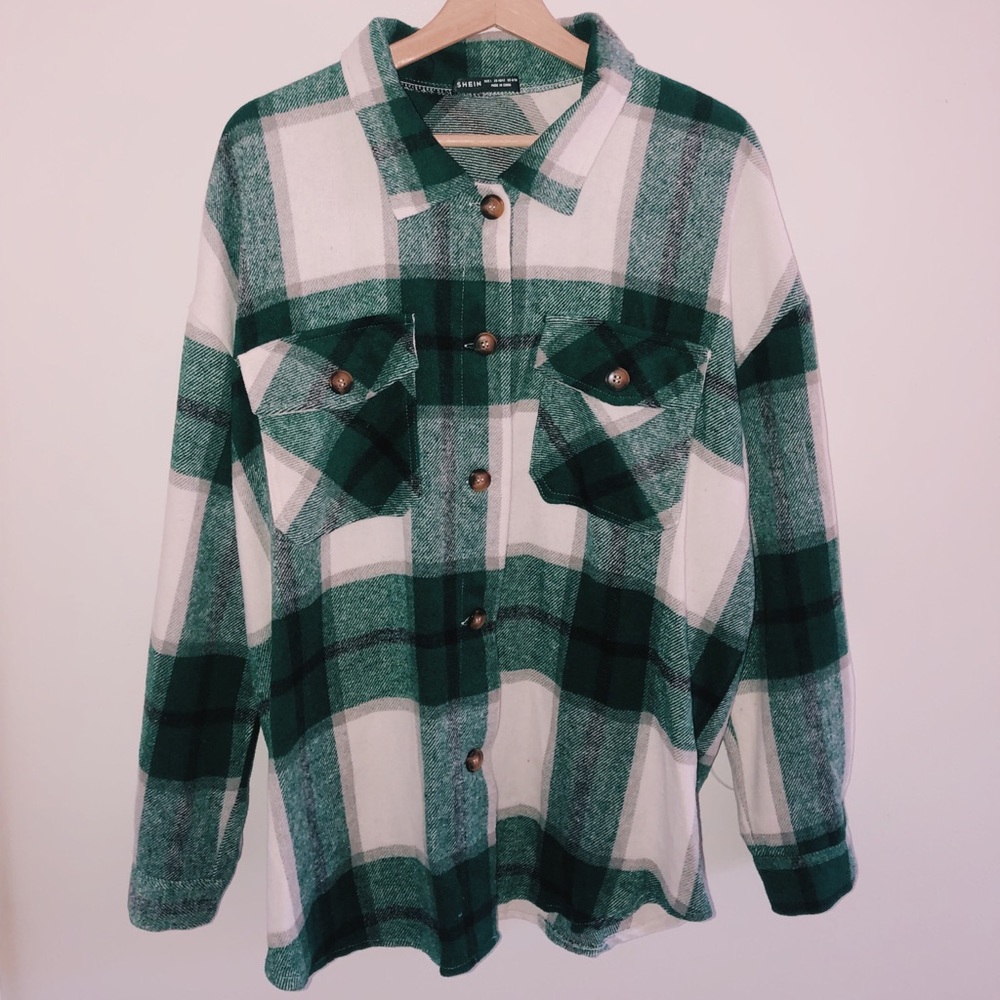 SHEIN Oversized Fall Flannel Shacket - Picture 1 of 2